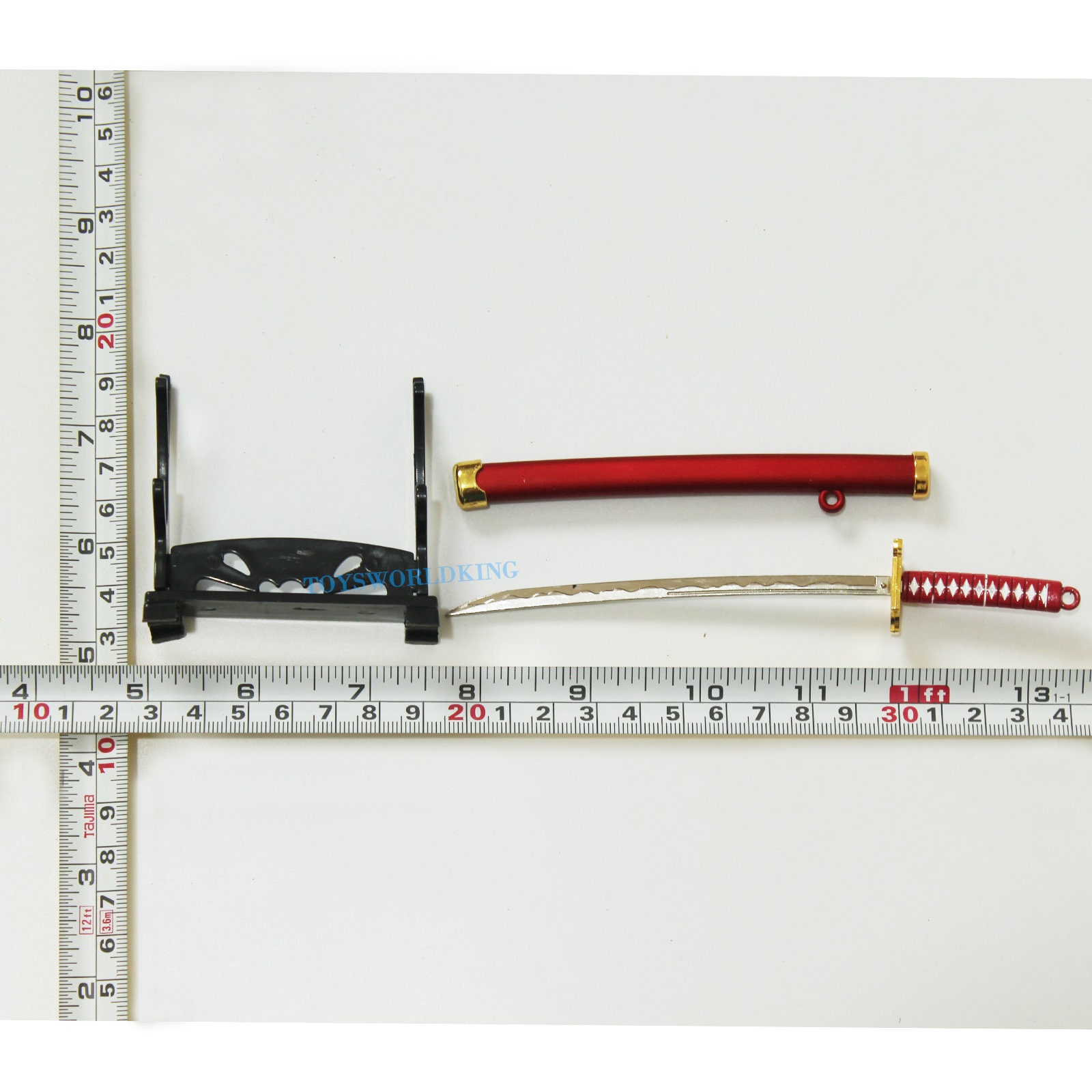 1/6 Scale Red Japanese Samurai Sword Katana With Rack Model