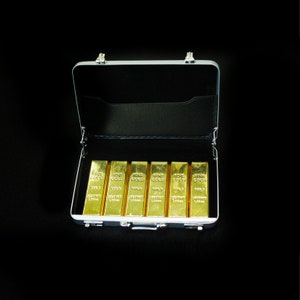 1: 6 Aktenkoffer mit Goldbarren Modell Mini Spielzeug Set für 12 in Actionfigur Puppe Diorama