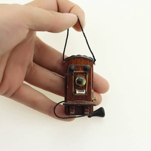 1/12 Skala Puppenhaus-Miniatur: Vintage Schwarzes Wandtelefon Modell