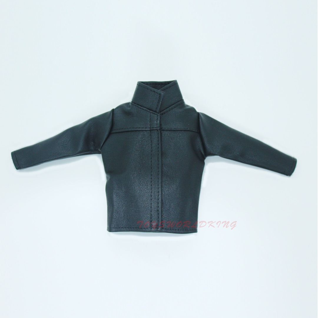 1/6 Scale Black Faux Leather Jacket: Mini Model Toy for 12in