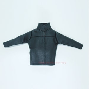 Mini modèle de veste en similicuir noir à l'échelle 1/6 pour figurine articulée Ken Doll
