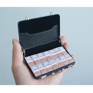 Porte-documents à l'échelle 1/6 avec paquets de mini-jouets en euros pour diorama de poupée