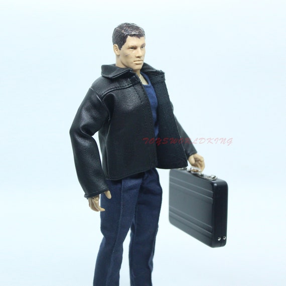 1/12 Male Men's Black Striped Suit Clothes For 6 Action Figure Model Body  Toy