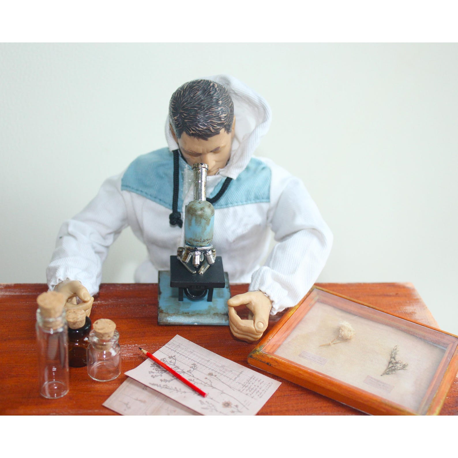1/6 Scale Miniature Laboratory Set: Microscope, Bottles, Pencil - Doll ...