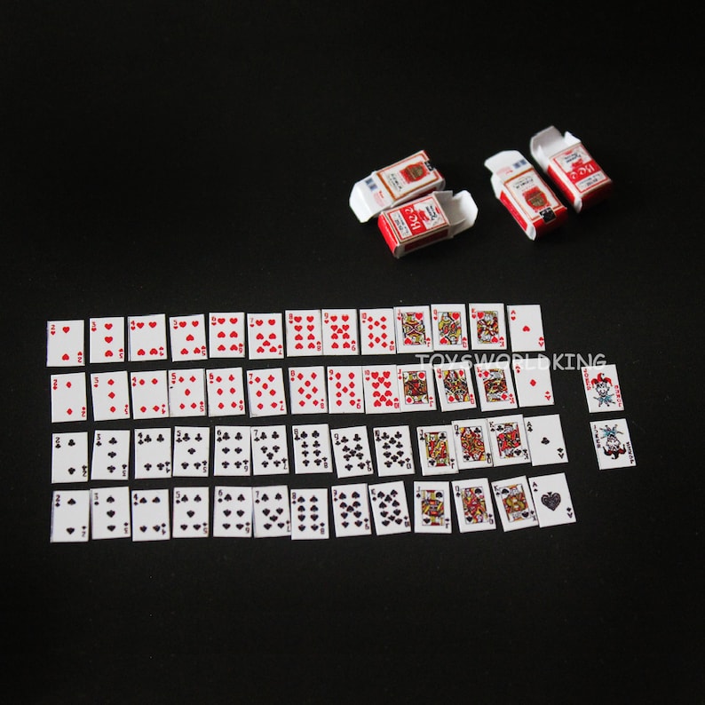 Cartes de poker à l'échelle 1/12, mini modèle fait main, jouet en papier pour maison de poupée BJD image 1