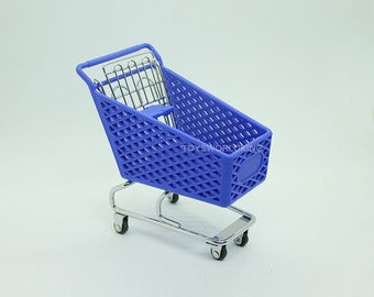 1/6 Scale Blue Shopping Trolley Cart Mini Model Toy Fits 12"in Action Figure Doll Diorama