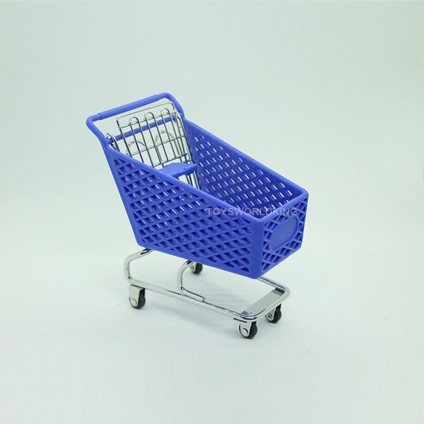 1/6 Scale Blue Shopping Trolley Cart Mini Model Toy Fits 12"in Action Figure Doll Diorama