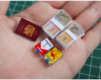 1/6 Scale UK Passport Pound Cigarette Packs Model Toys Mini Set For 12&quot; Action Figure Doll Ken Barbie