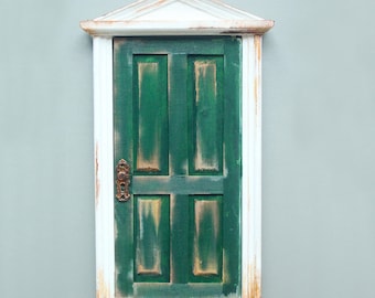 Puerta de casa de muñecas en miniatura: escala 1/12, estilo mediterráneo azul