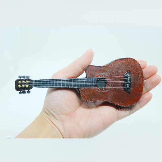 Mini Modèle de Guitare, avec Étui et Support Instrument de Musique