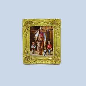 1/6 Scale Mini Printed Oil Painting Cowboy Model Mini Toy Fits 12&quot;in Doll Dollhouse Diorama