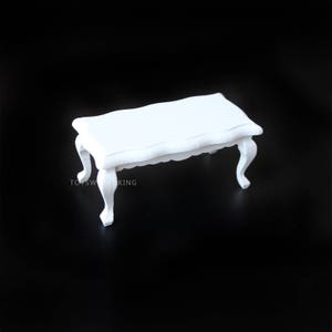 1/12 Scale White Coffee Table Teatable Wooden Miniature collectible Dollhouse