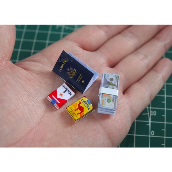 1:6 Scale Passport Cigarette Packs Cash  Model  Handmade Mini Toys Set 12 in Action Figure Doll Accessory