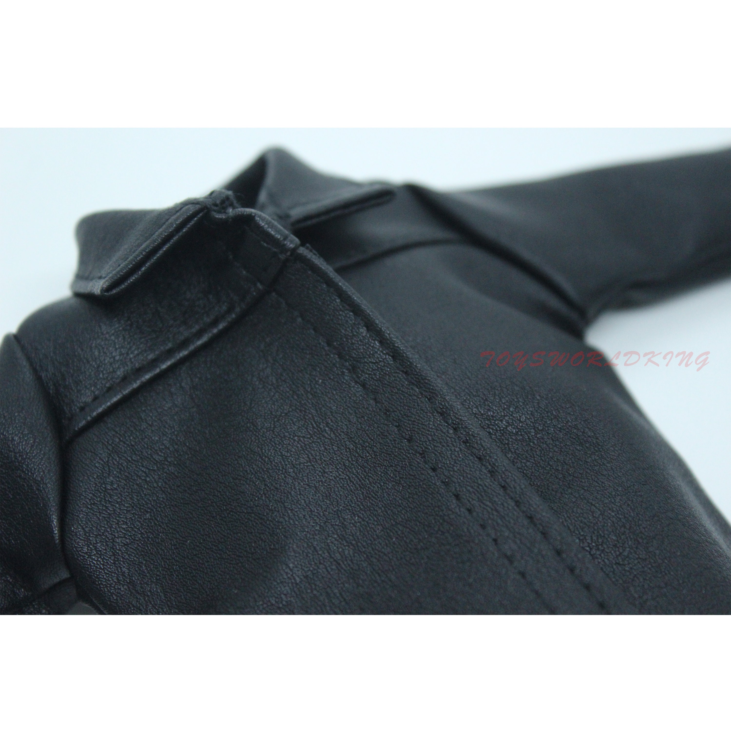 1/6 Scale Black Faux Leather Jacket: Mini Model Toy for 12in