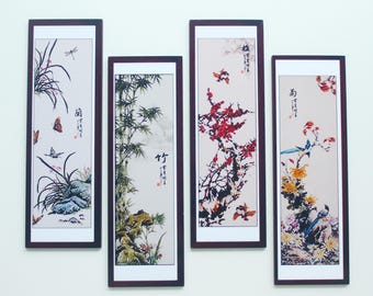 Mini Chinese Art Four Painting Decor Oriental Style Model Toy For Doll Dollhouse