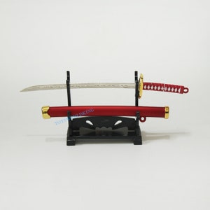 1/6 Rot Japanische Samurai Schwert Katana mit Rack-Modell Mini Spielzeug Miniatur Schwert Passt 12 "in Actionfiguren Puppe