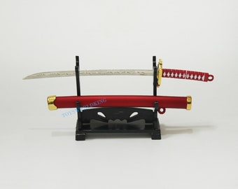 1/6 Scale Red Japanese Samurai Sword Katana With Rack Model Mini Toy miniature sword Fits 12&quot;in Action Figures Doll