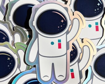 Little Astronaut || Matte Laminate Holographic Sticker