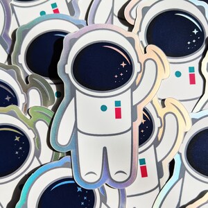 Little Astronaut || Matte Laminate Holographic Sticker
