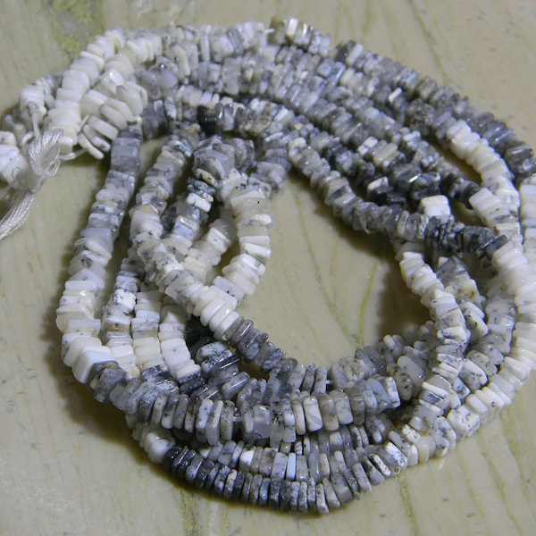 75% discount exclusive quality natural Dendritic opal  smooth heishe beads 16 inch strand strand size 4 mm approx.