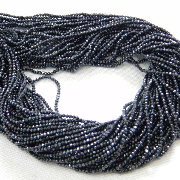 80% Discount Exclusive Quality Mystic Silver coated Black Spinel Faceted Roundel pack of 25 strand  13 inch strand Size 2-2.50 mm approx