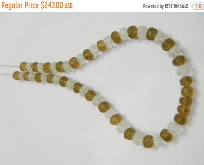 ON SALE 80/% DIscount Exclusive Quality Crystal and Bear Quartz Carving Roundel Beads Briolette 12 Inch Strand Size 7-8 MM Approx