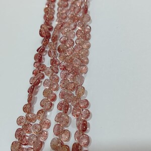 Sale 25% Discount AAA exclusive quality natural pink strawberry smooth heart size 5-7mm 8 inch strand Approx.