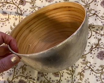 Handmade bamboo bowl with silverleaf and natural laquer