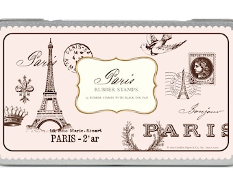 Rubberstamp large set Paris Cavallini papers