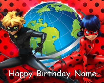 Miraculous Ladybug Edible Image Cake Topper Personalized Birthday 1/4 Sheet