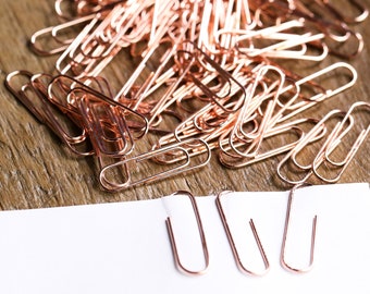 A  Set of 100 Copper Paper Clips Rose Gold Binding Office Craft 29mm Office Stationary