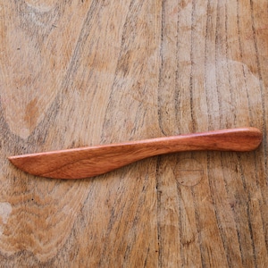 Handmade Red Brown Wooden Butter Spreader: Solid Wood Jam Knife