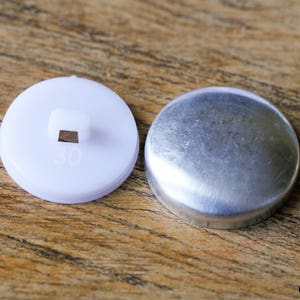 30L (19mm) Cover Button Blanks – Alloy Top & Plastic Loop Back for Sewing