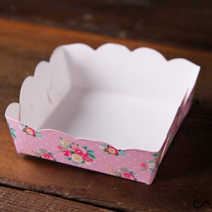 10 x Vassoio per alimenti in carta floreale rosa Vintage Chic Party Serving Individual Food Wedding Table Setting Piccolo minuscolo 626728
