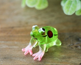 Handmade Green Little Glass Frog Gloss Garden Decor Ornament Gift Collectable Terrariums