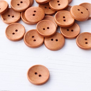 Natural Wooden Buttons 20mm Set of 10 50 100 Brown 2 Hole Sewing Buttons for Crafts Embellishments Doll Making Scrapbooking DIY