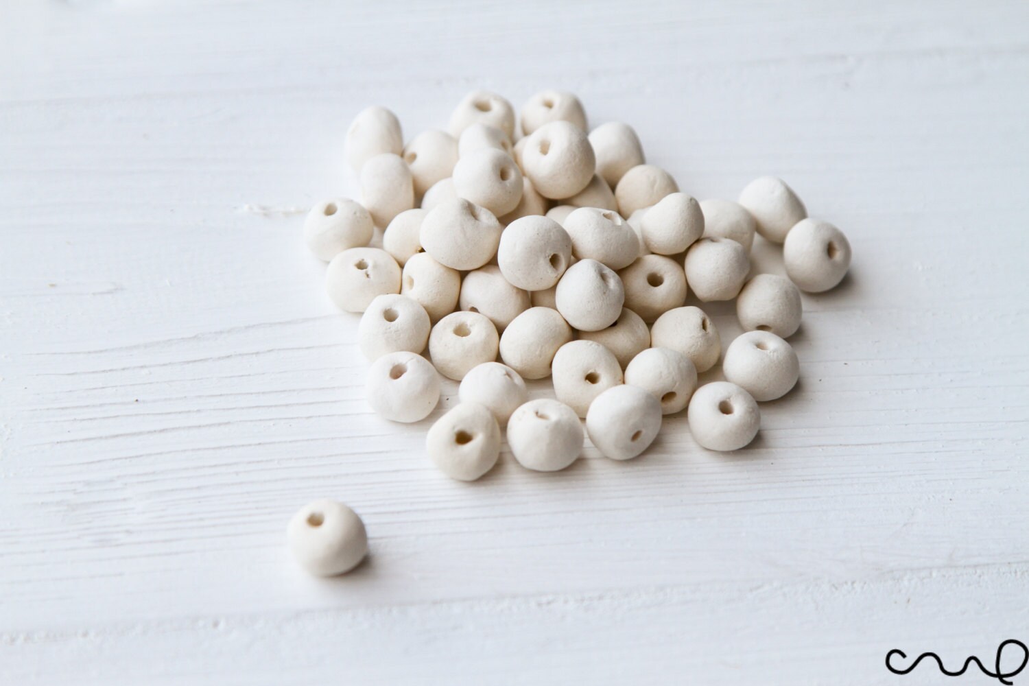 10/25/50 Handmade Ceramic Bisque Beads Ball Hole White Etsy UK
