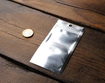 Small Resealable Plastic Bag, Silver & Clear Display Pouch, 5x2.5"