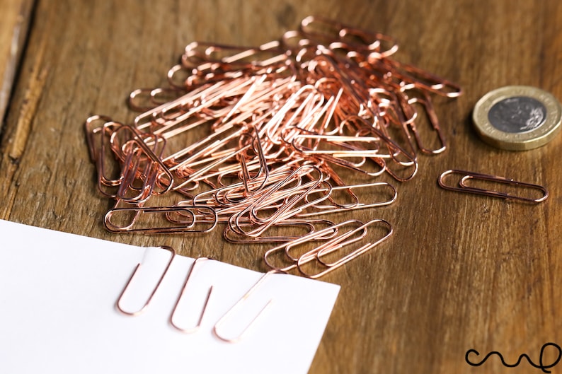 100 X Copper Paper Clips Rose Gold Binding Office Craft 29mm Etsy
