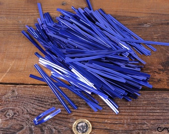 50 x Metallic Blue Twist Ties Wire for Cello Bags Cake Pops 8cm Packaging Wrap
