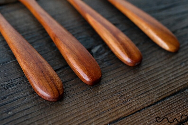 Cucharas de madera pequeñas (14 cm) Cucharadita de madera de rosa hecha a mano Azúcar Especias Regalo imagen 9