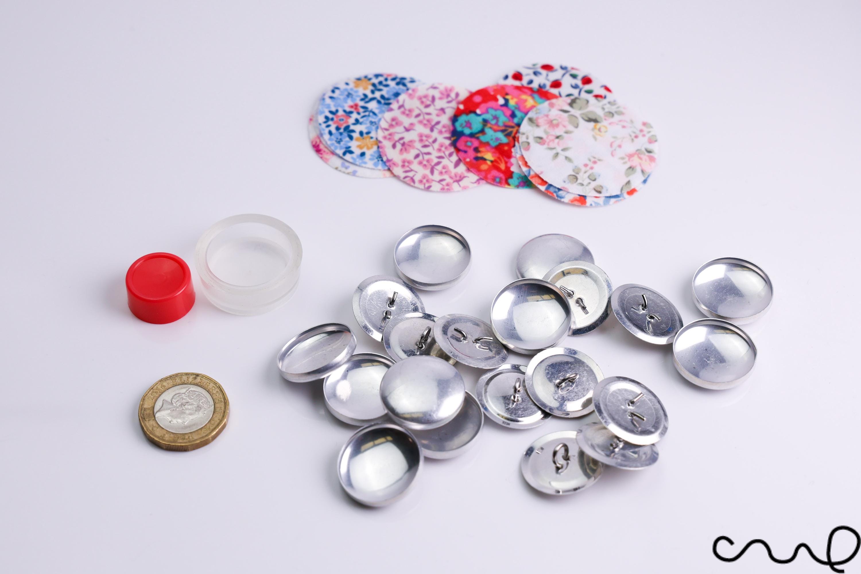 Fabric Covered Button Making Kit: 20 Sets DIY Craft (23mm, 36L Size)