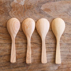 Handgemachte Holz Dessert Löffel - Kurzer Griff Natürliches Besteck Bild 5