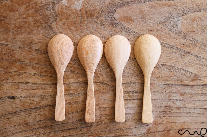 Handgemachte Holz Dessert Löffel - Kurzer Griff Natürliches Besteck Bild 5
