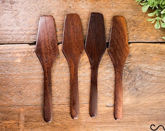 Handmade Wooden Butter Spreader – Dark Brown Solid Timber Kitchen Utensil