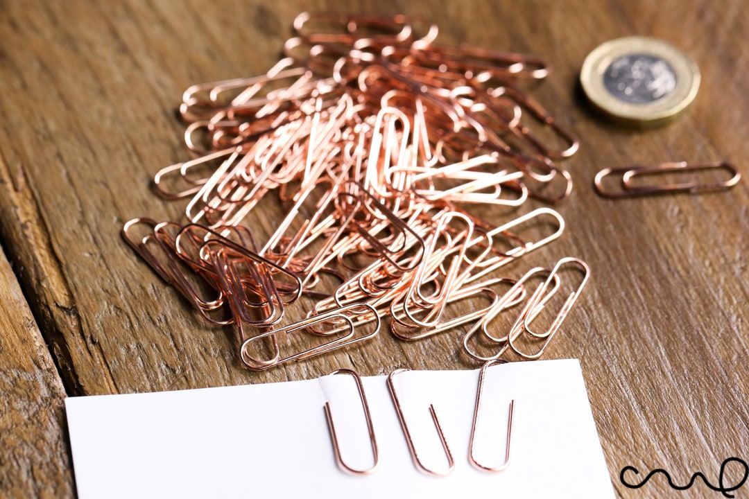 100 X Copper Paper Clips Rose Gold Binding Office Craft 29mm Office