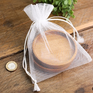 White Mesh Drawstring Bag Small Reusable Gift Pouch See Through