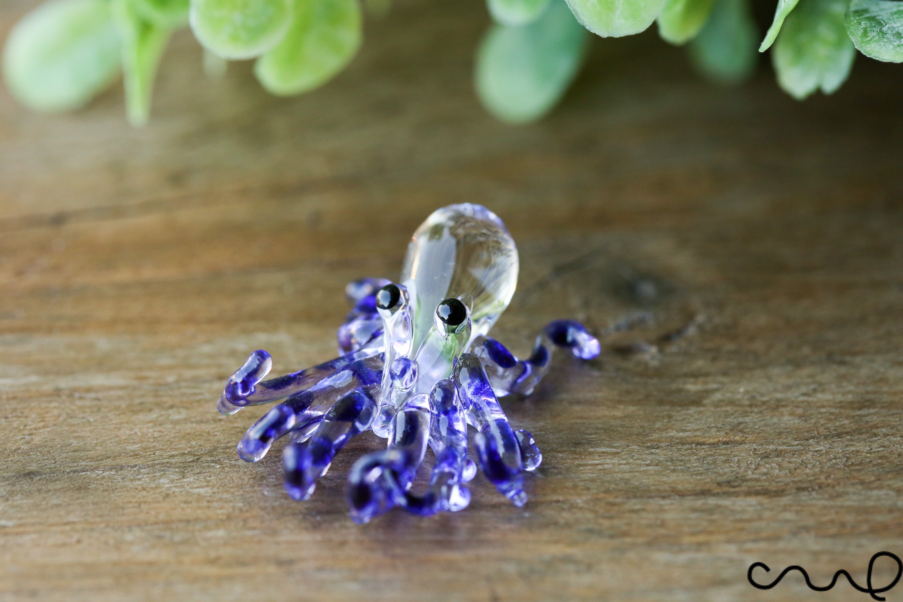Handmade Yellow Little Glass Octopus Gloss Garden Decor Ornament Gift Collection