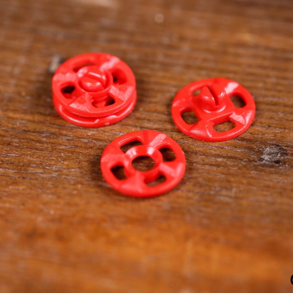 10 Sets Japanese Red Snap Fastener Popper Press Studs Plastic Snap Sewing Round