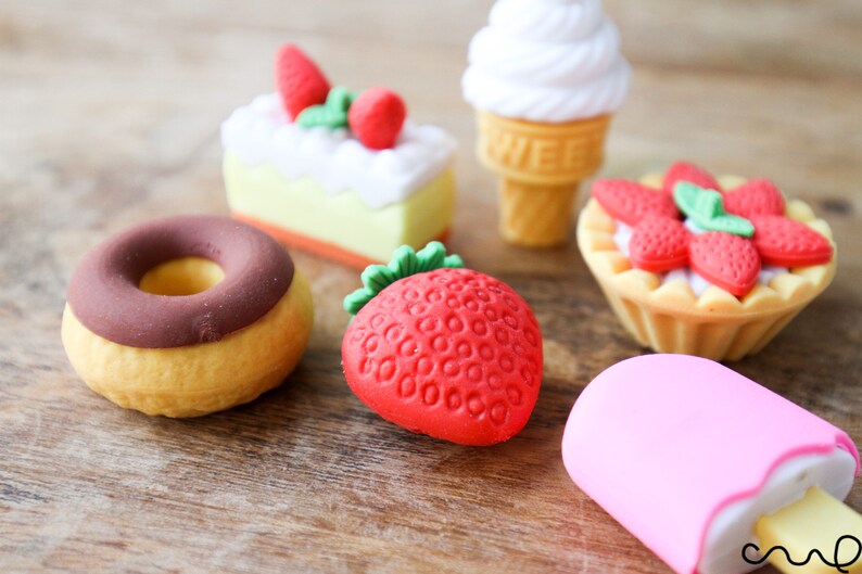 6 x Food Erasers Food Rubber Iwako Eraser Japanese Desert Etsy